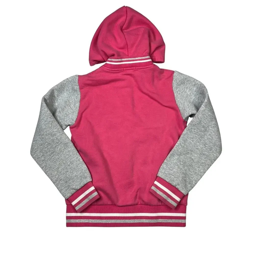 Kappa Kids Varsity Sweatshirt Hoodie Jacket Pink Gray Size Youth Girls L/XL